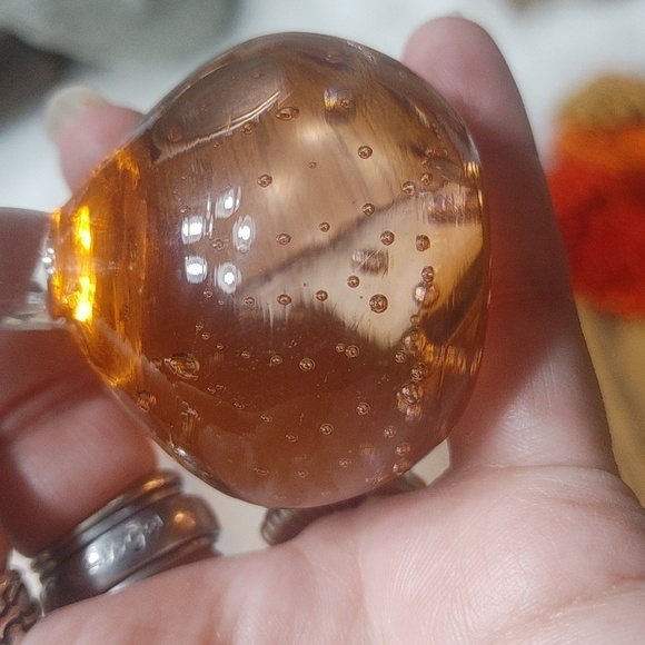 Vintage Murano Style Controlled Bubbles Pink Glass Ball Bud Vase - Picture 8 of 8